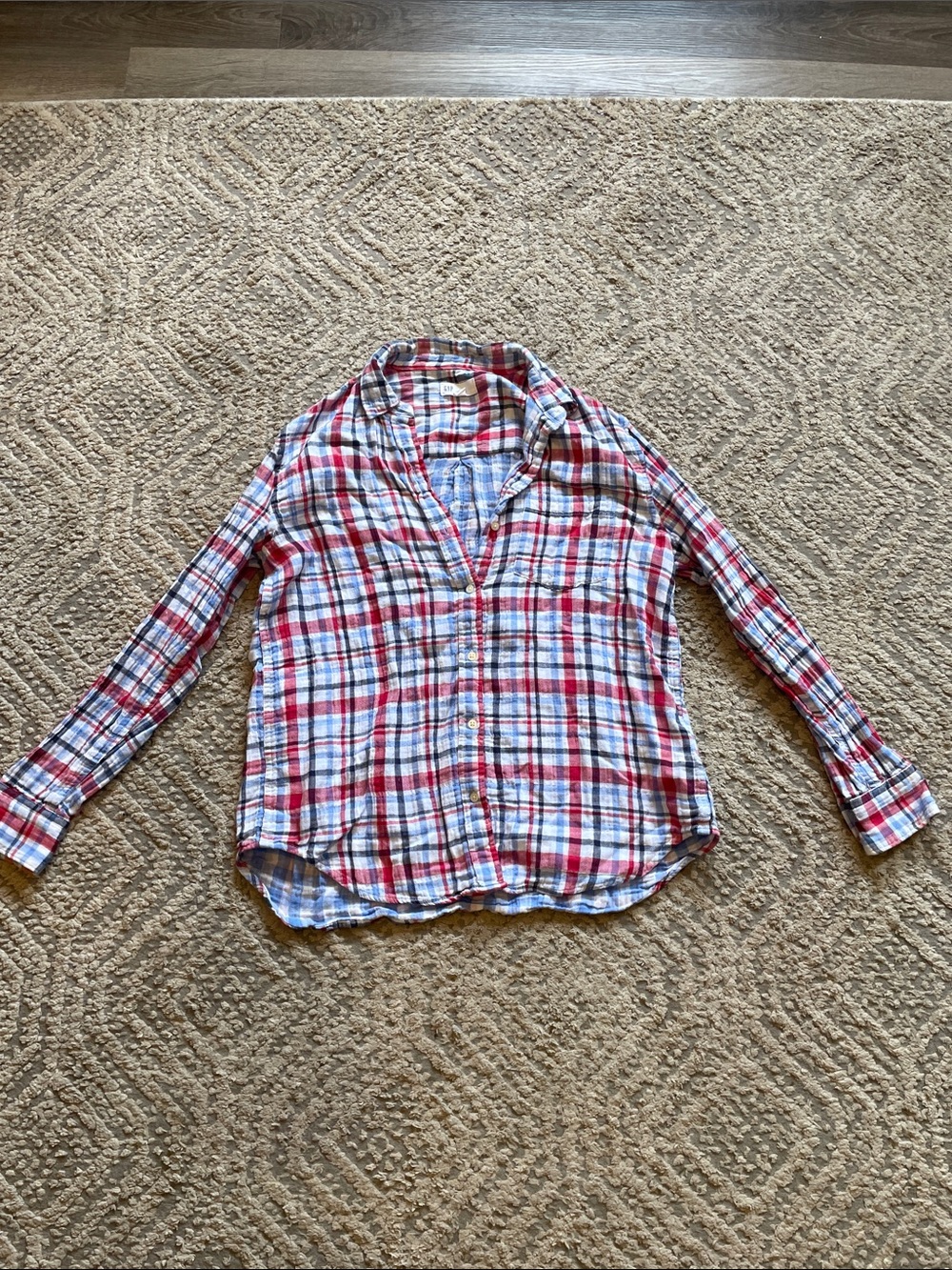 GAP Red, White & Blue Plaid Button-Down Shirt